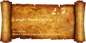 Langh Henrietta névjegykártya